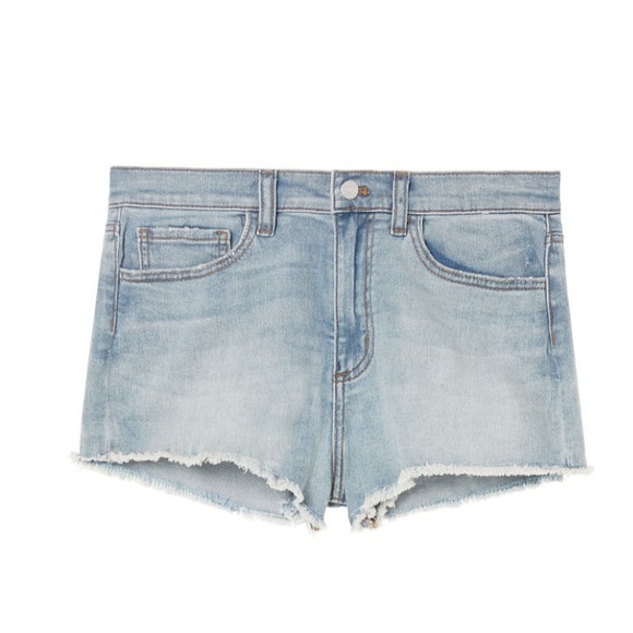 pink high waisted denim shorts